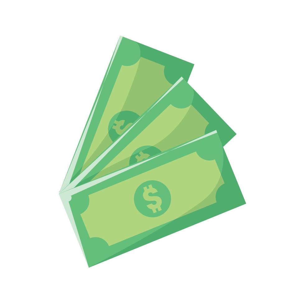 ilustración plana en efectivo en dólares. elemento de diseño de icono limpio y brillante sobre fondo blanco aislado vector