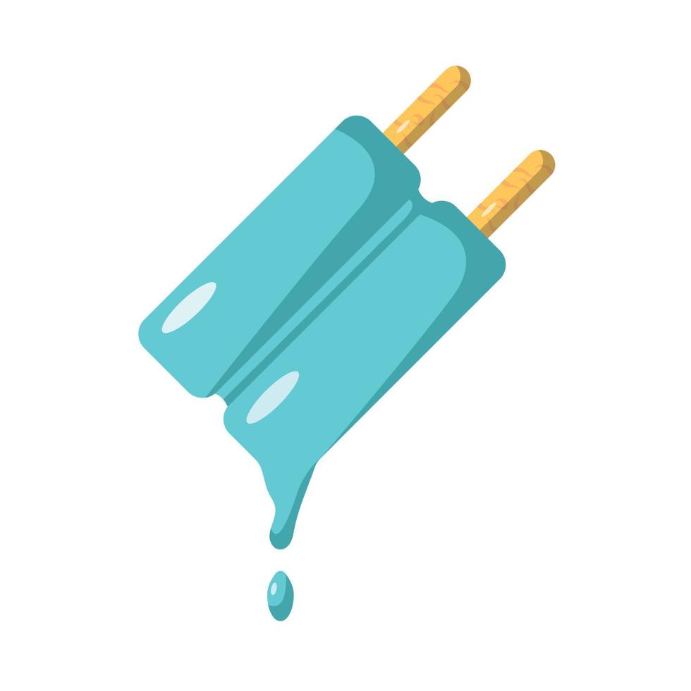 Dripping Ice Cream Flat Illustration. Clean and Shiny Icon Design Elements with Shadow on Isolated White Background vector