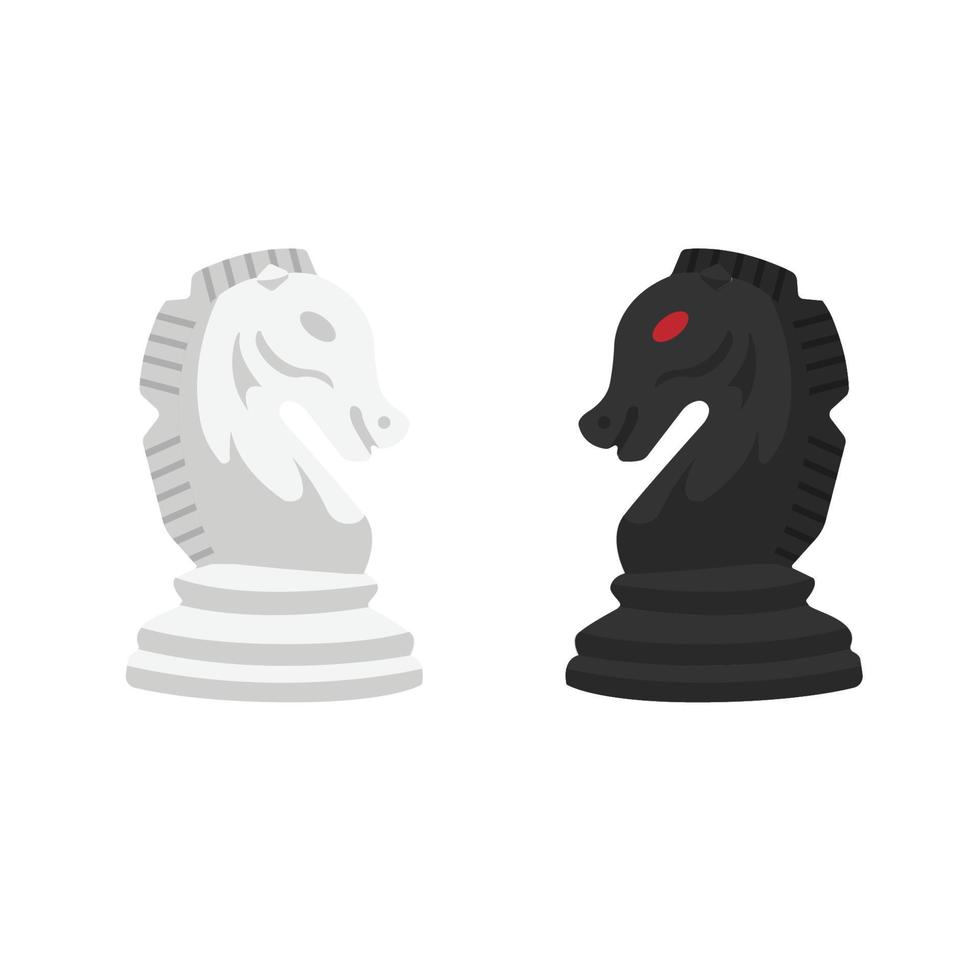 Black and White Chess Knight Flat Illustration. Clean Icon Design Element on Isolated White Background vector