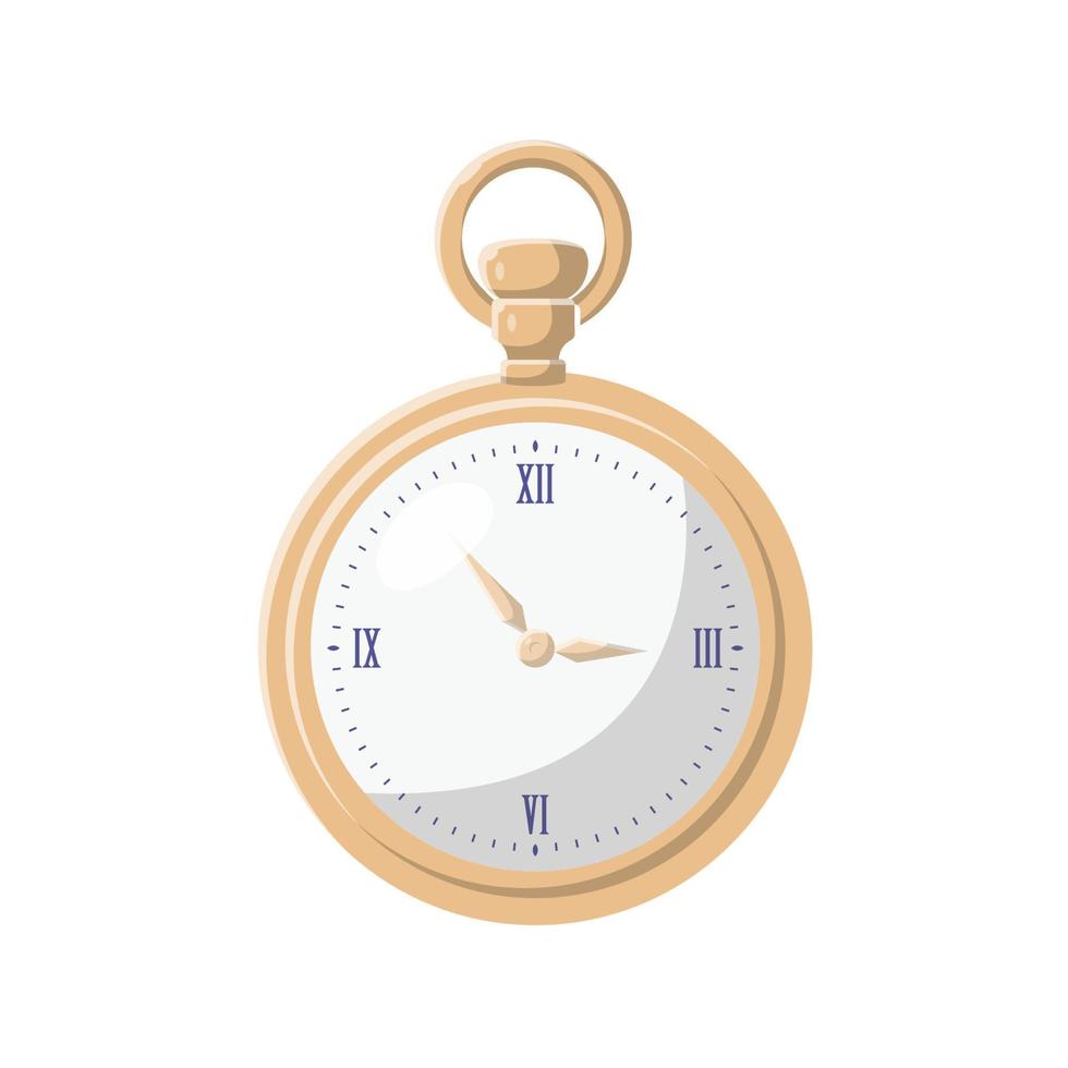 ilustración plana de reloj de bolsillo. elemento de diseño de icono limpio sobre fondo blanco aislado vector