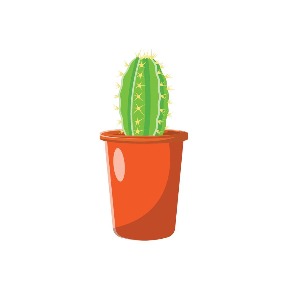 cactus en florero ilustración plana. elemento de diseño de icono limpio sobre fondo blanco aislado vector