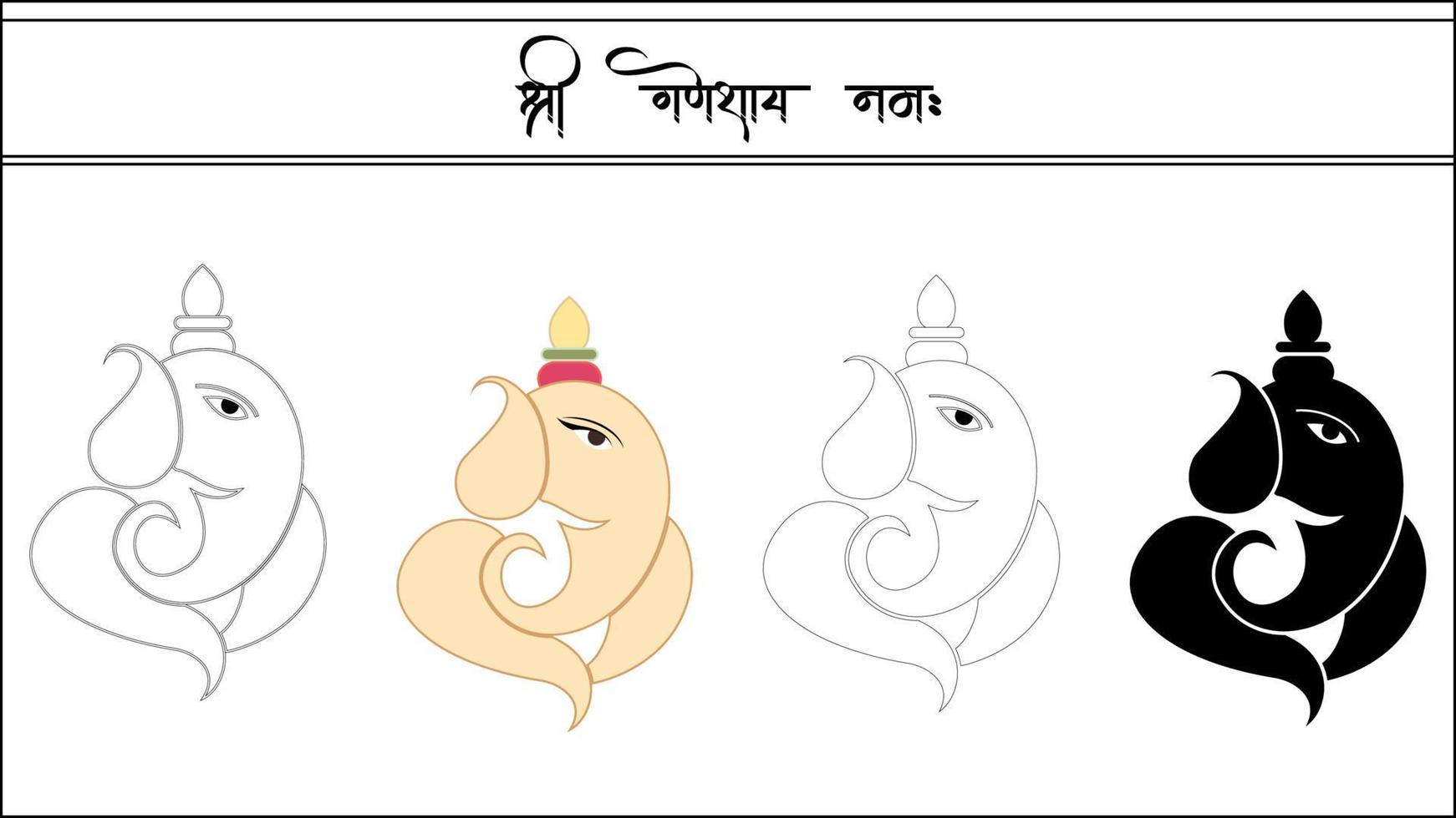 shri ganeshay namah, ilustración de vector de ganpati sobre fondo blanco, ilustración de vector de shri ganesh para tarjeta de boda, proyectos de diseño de diwali y proyectos de diseño de ganesh chaturthi.