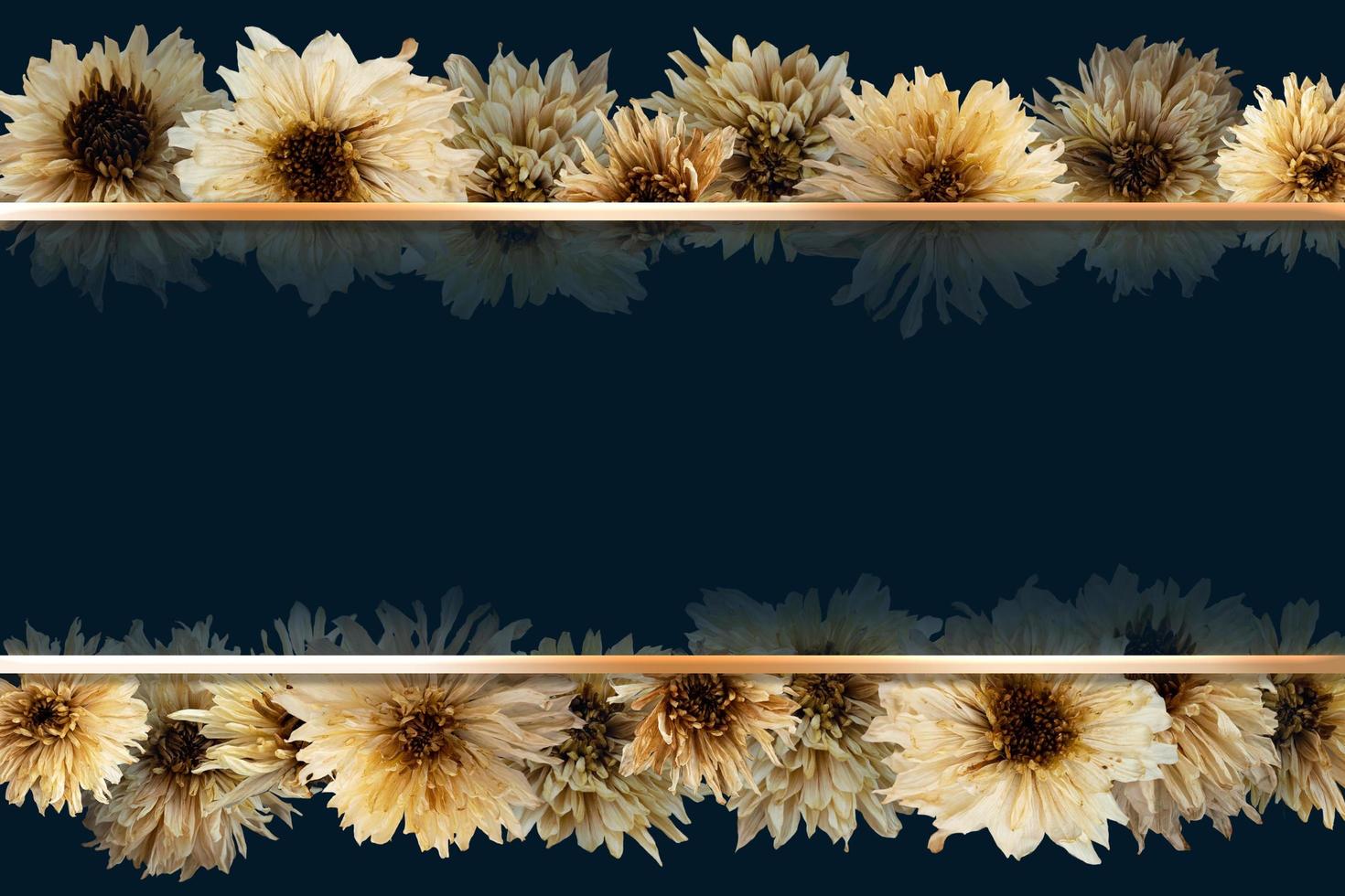 Flowers composition. Frame made of dried flowers on white background. photo