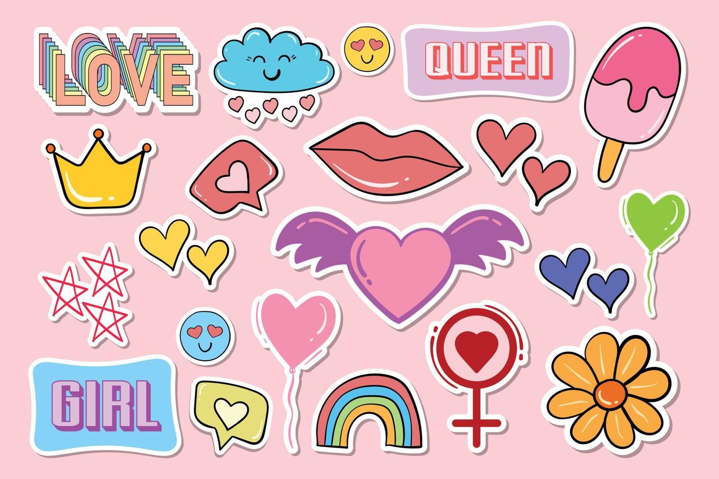 cute sticker collection for girls free vector 5748860 Vector Art at ...