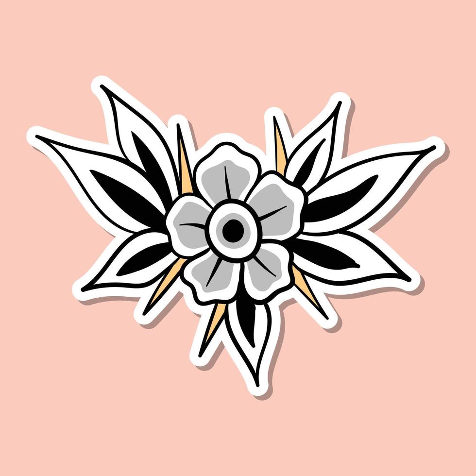 Flor vintage dibujada a mano para tatuajes, pegatinas, afiches, etc. vector libre.