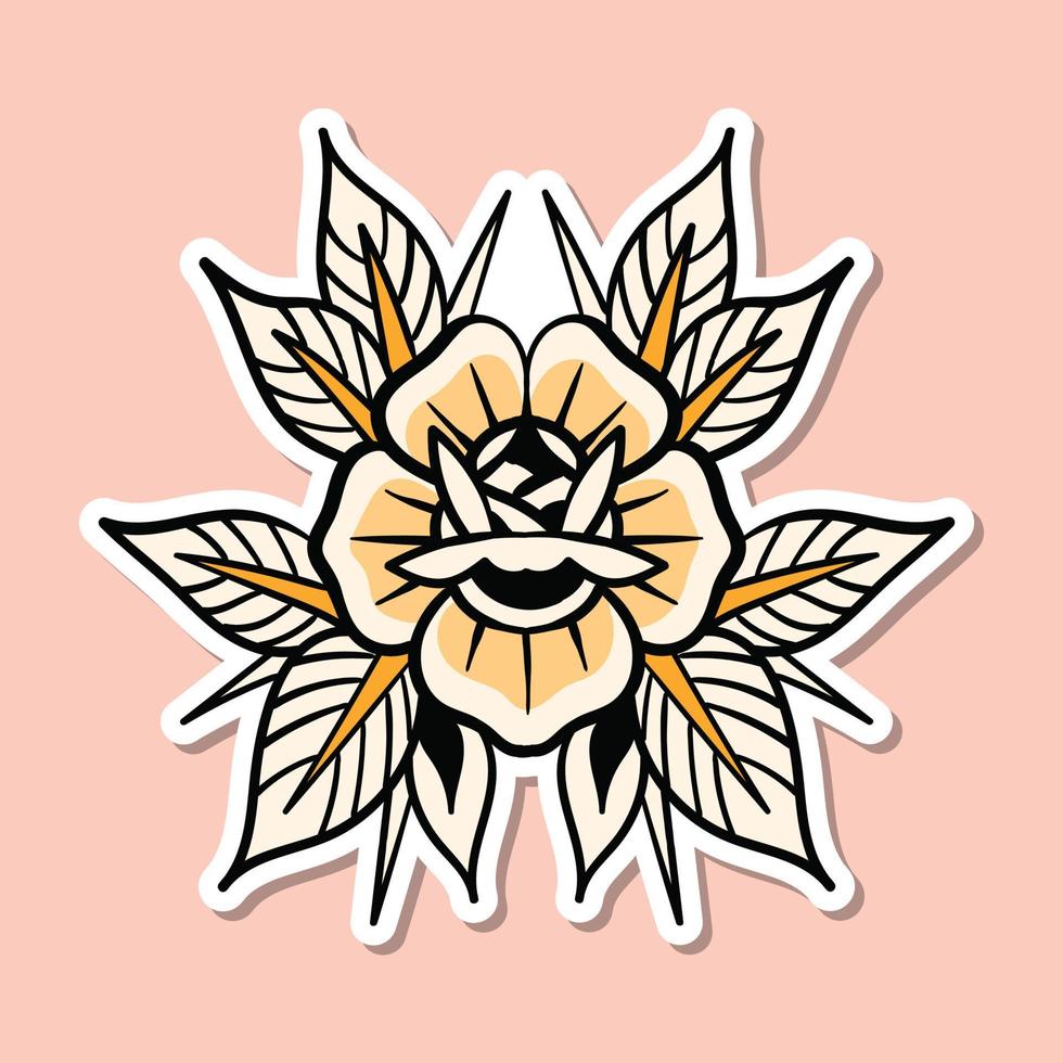 Flor vintage dibujada a mano para tatuajes, pegatinas, afiches, etc. vector libre.