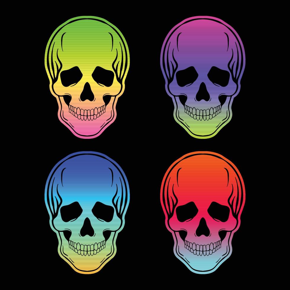 Colorful skull hand drawn style for tattoo stickers tshirt design poster etc free vector