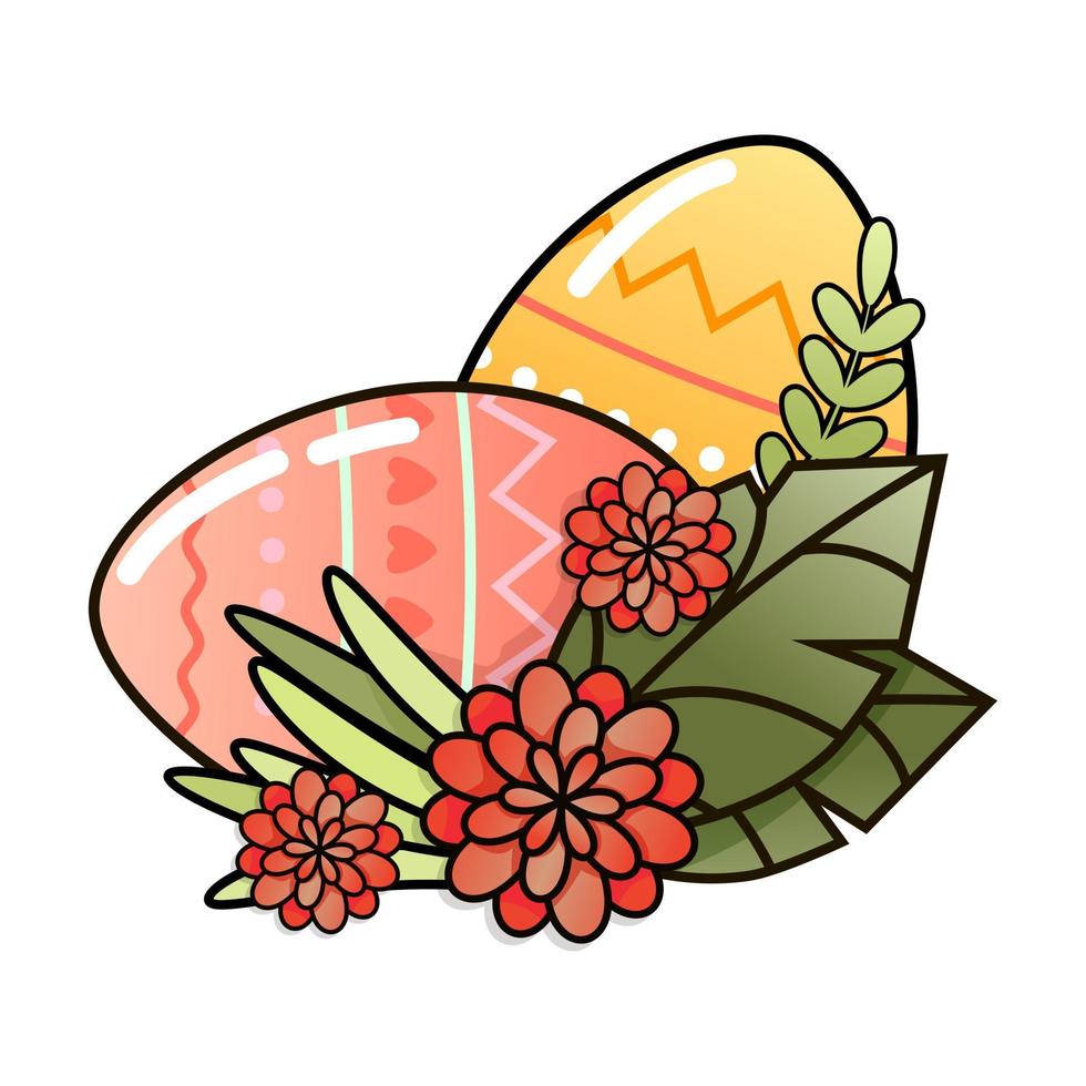 Decorative Easter eggs. Vector illustration.