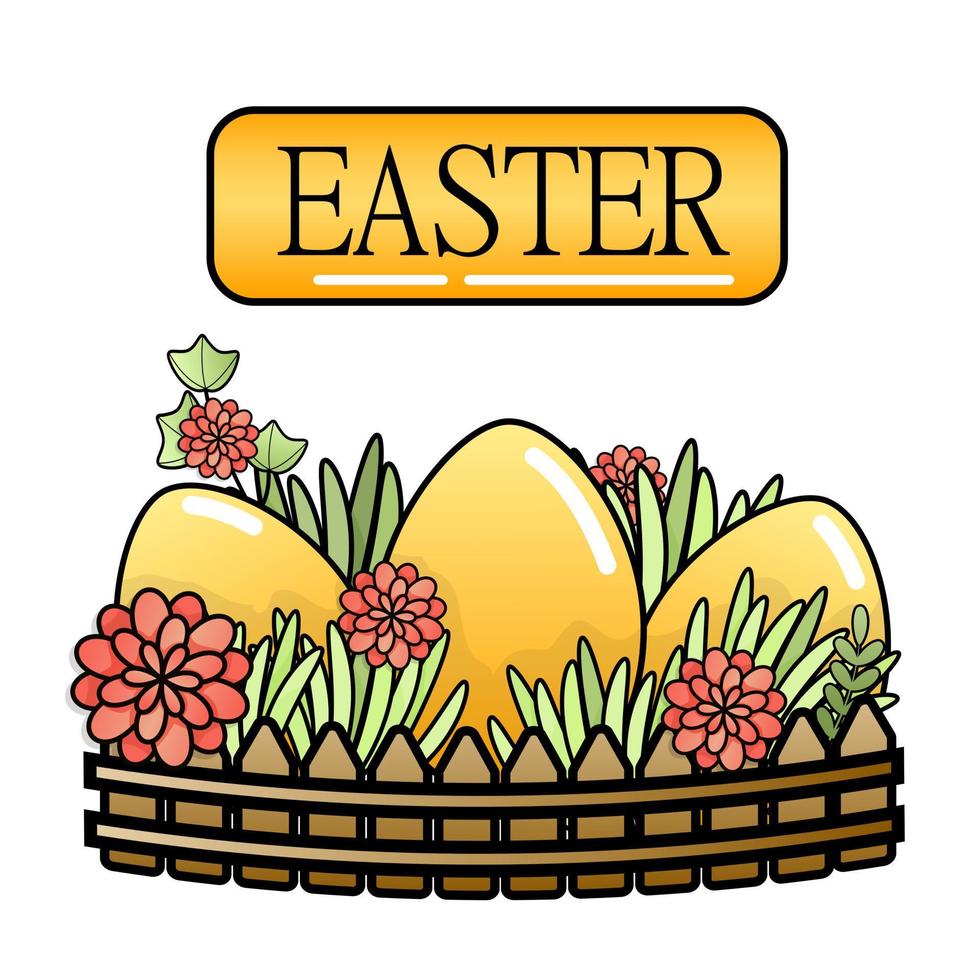 Decorative Easter eggs. Three Easter eggs. Vector illustration.