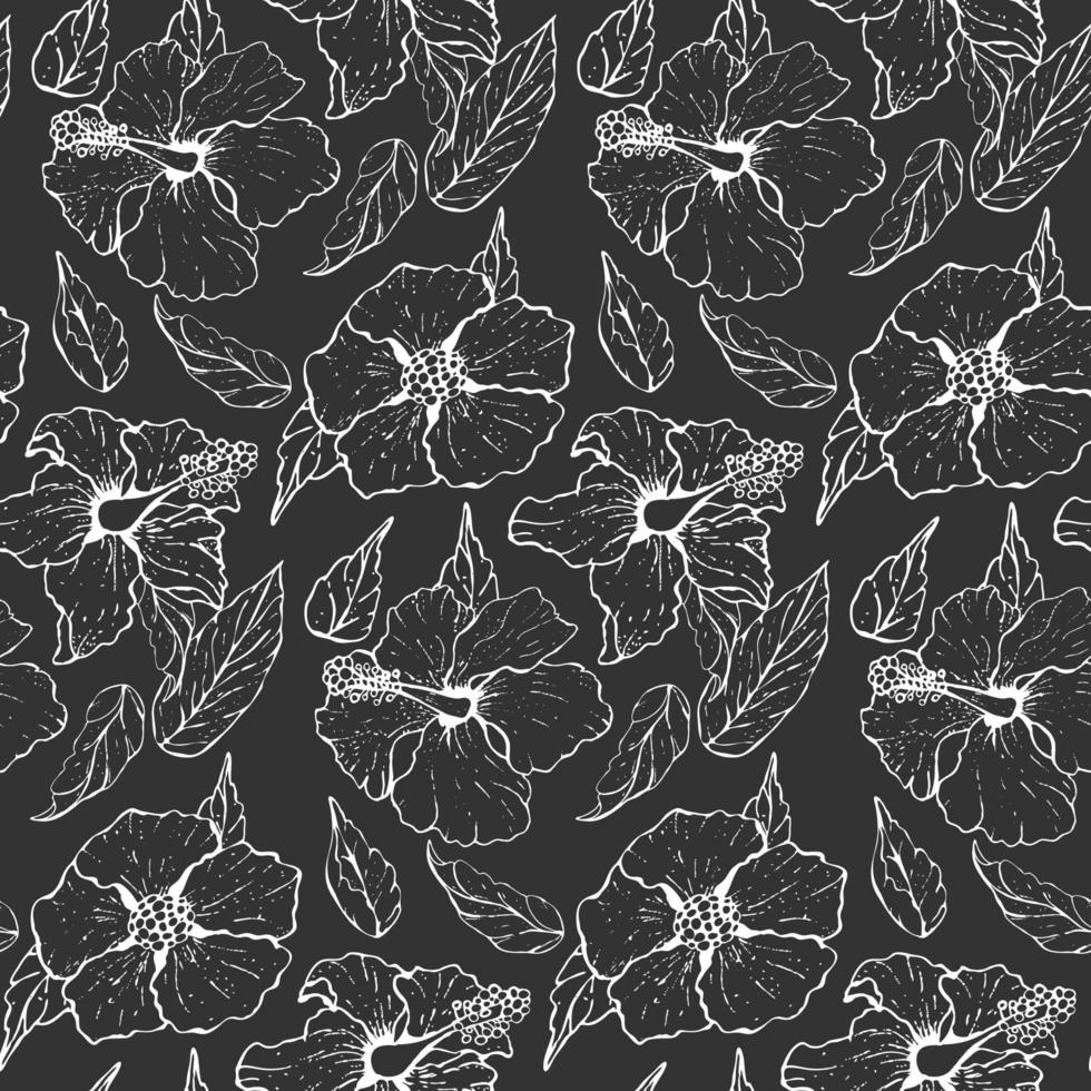 Seamless pattern. Hibiscus. vector