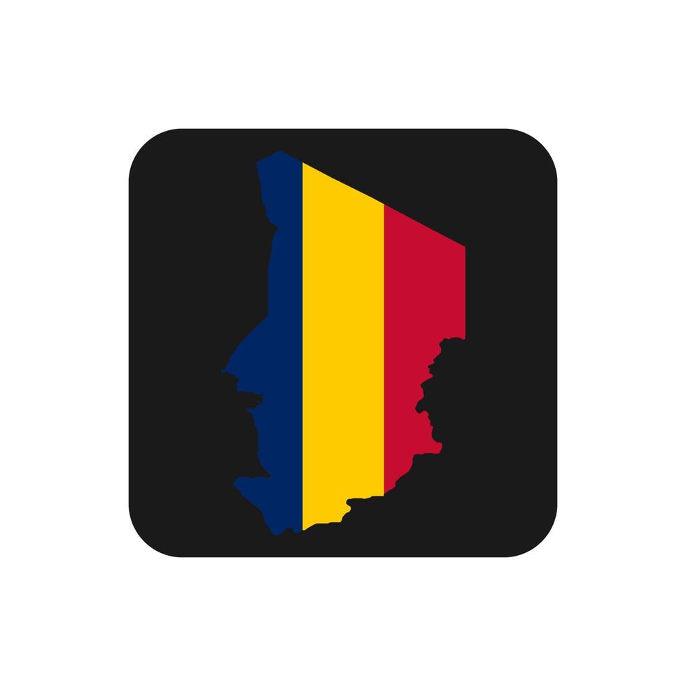 Chad map silhouette with flag on black background vector