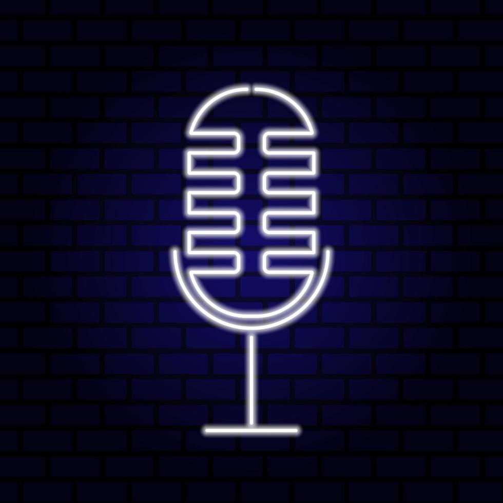 Microphone neon sign on the brick wall. Vector Illustration 5749115