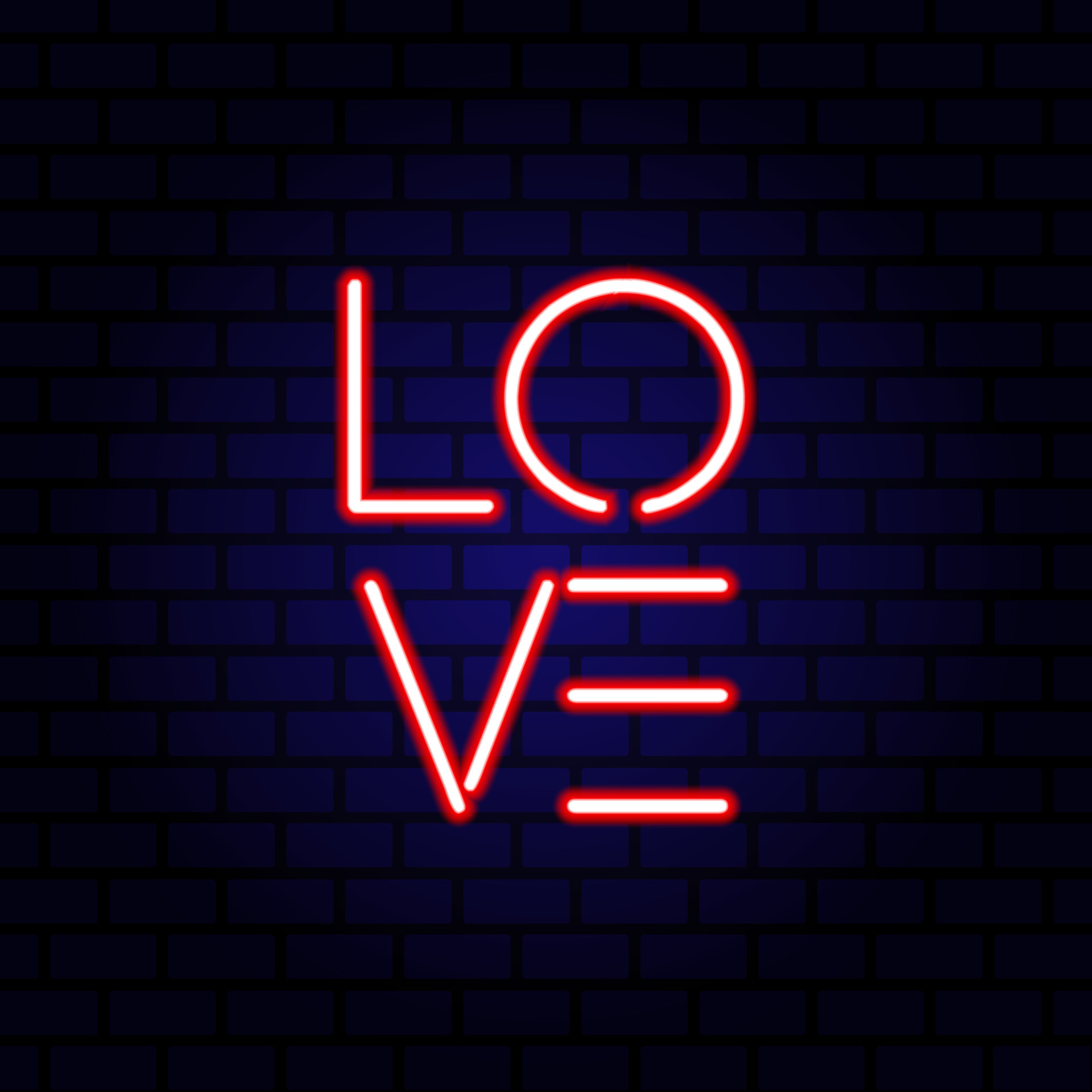 Neon word Love on brick wall background. 5749121 Vector Art at Vecteezy