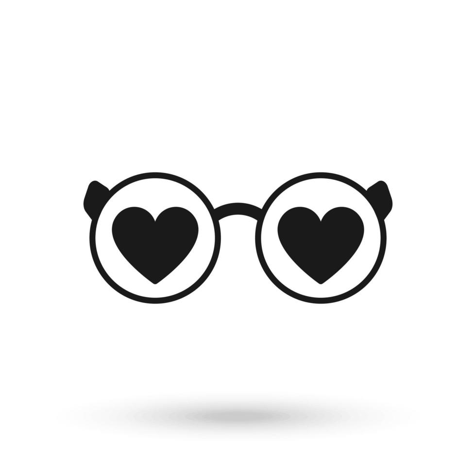 elegantes gafas hipster con una visión de corazones vector