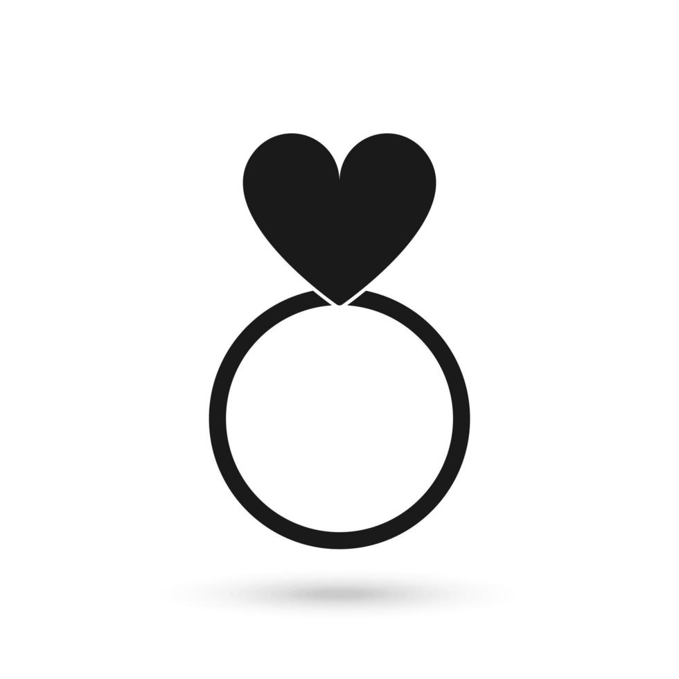 icono plano del anillo del corazón del día de san valentín vector