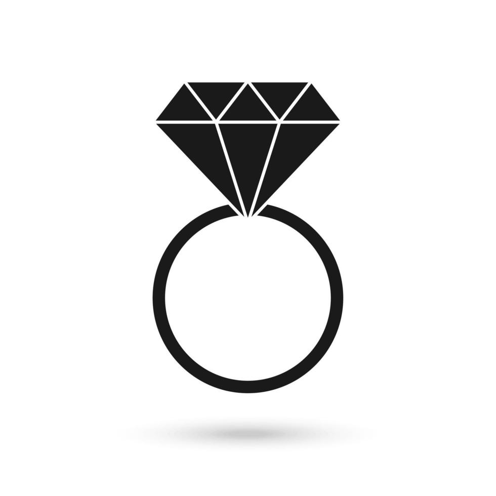 Valentines Day diamond ring flat icon vector