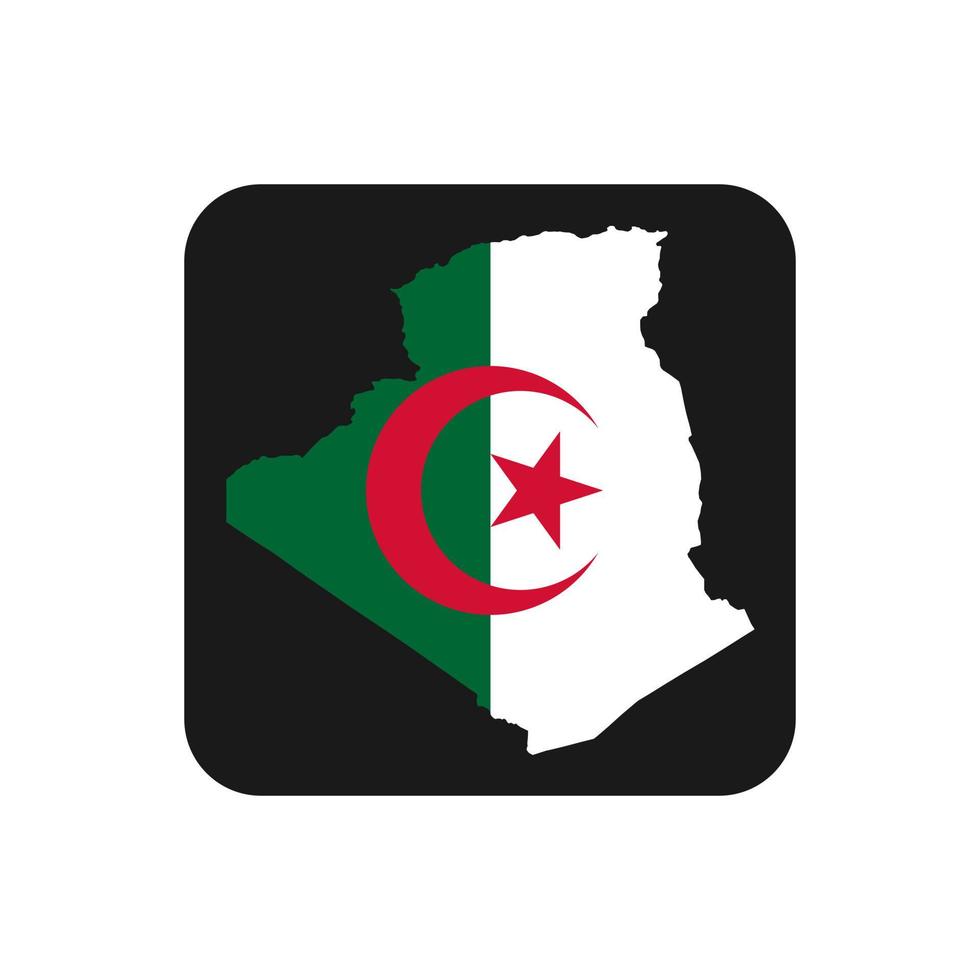 Argelia mapa silueta con bandera sobre fondo negro vector