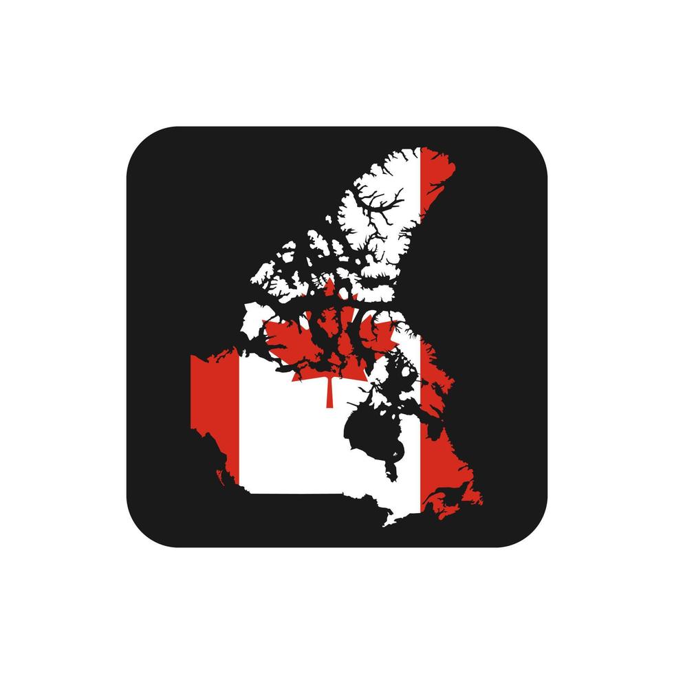Canadá mapa silueta con bandera sobre fondo negro vector