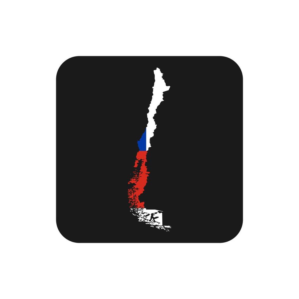 Chile mapa silueta con bandera sobre fondo negro vector