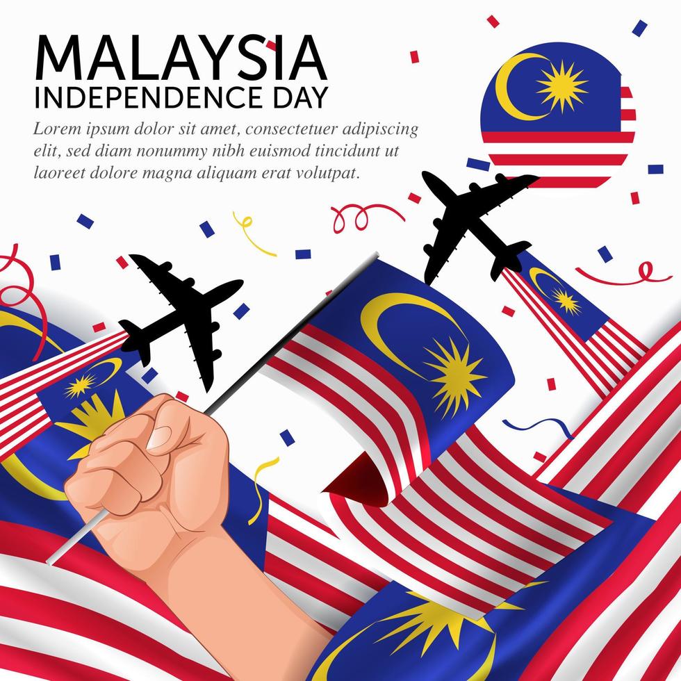 Malaysian Independence Day Anniversary. Banner, Greeting card, Flyer design. Poster Template Design vector