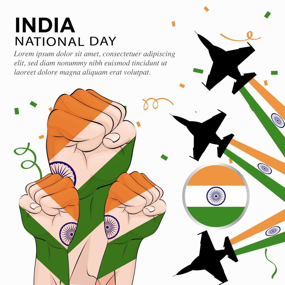 feliz india nacional. banner, tarjeta de felicitación, diseño de volante. diseño de plantilla de cartel vector