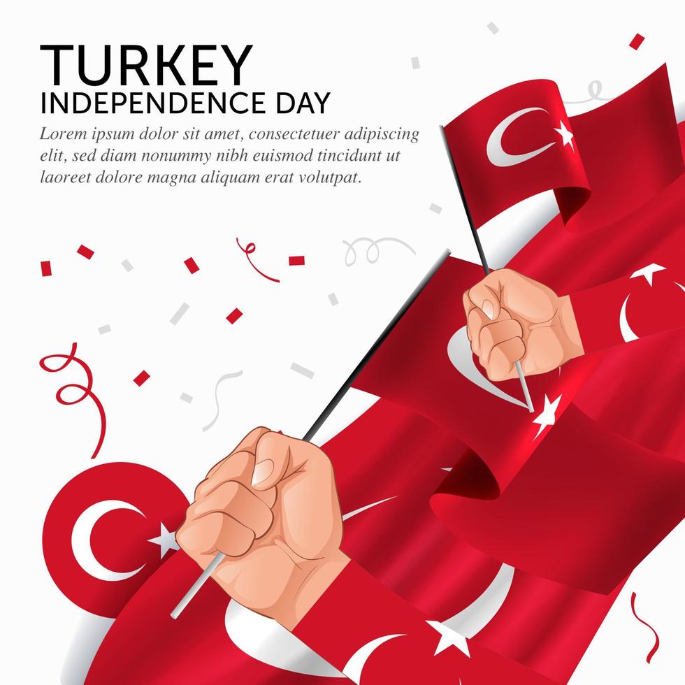 aniversario día de la independencia de turquía. banner, tarjeta de felicitación, diseño de volante. diseño de plantilla de cartel vector