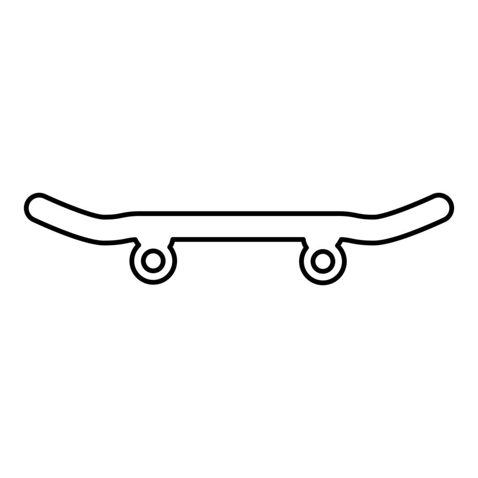 Skateboard longboard contour outline line icon black color vector illustration image thin flat style