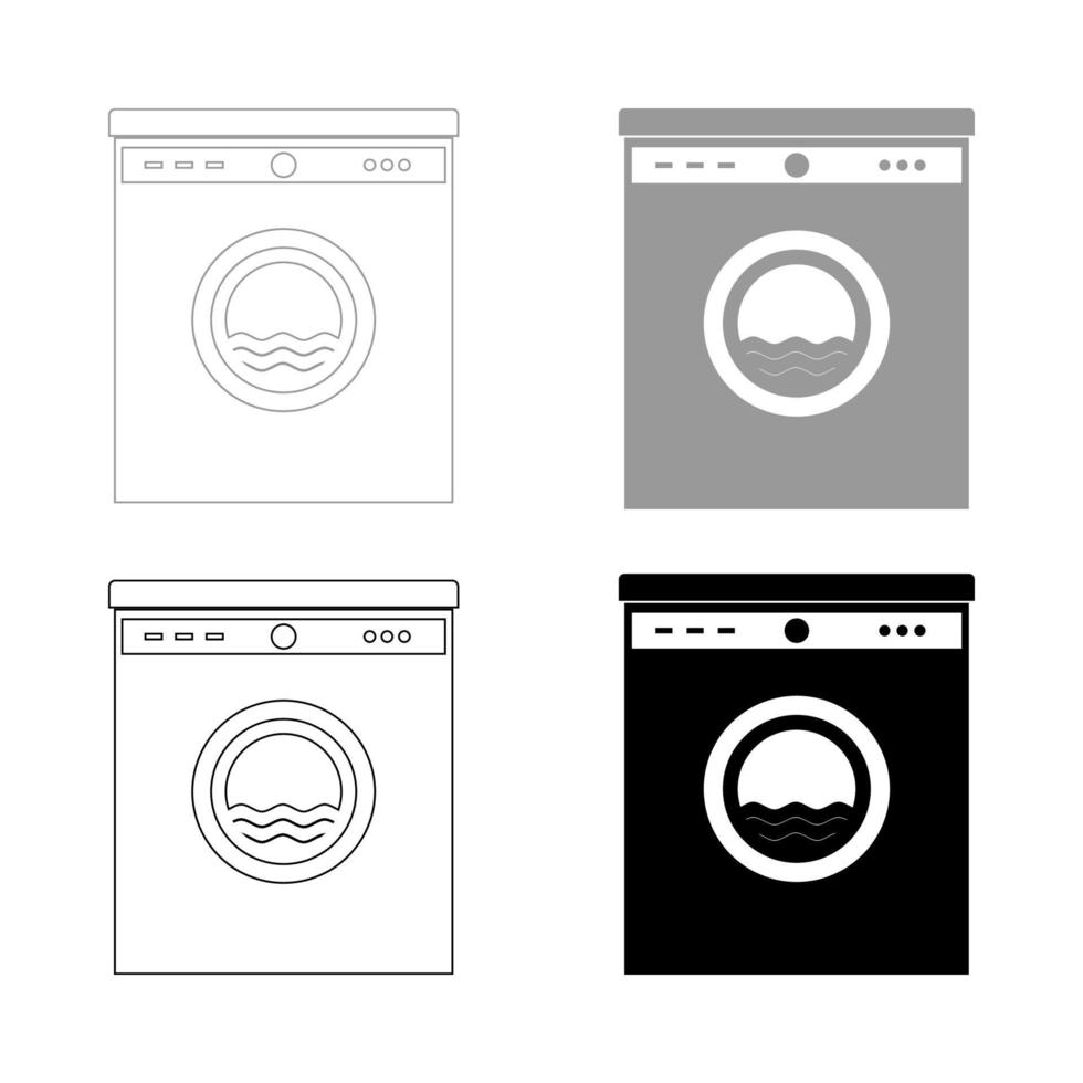 lavadora el conjunto icono de color gris negro vector