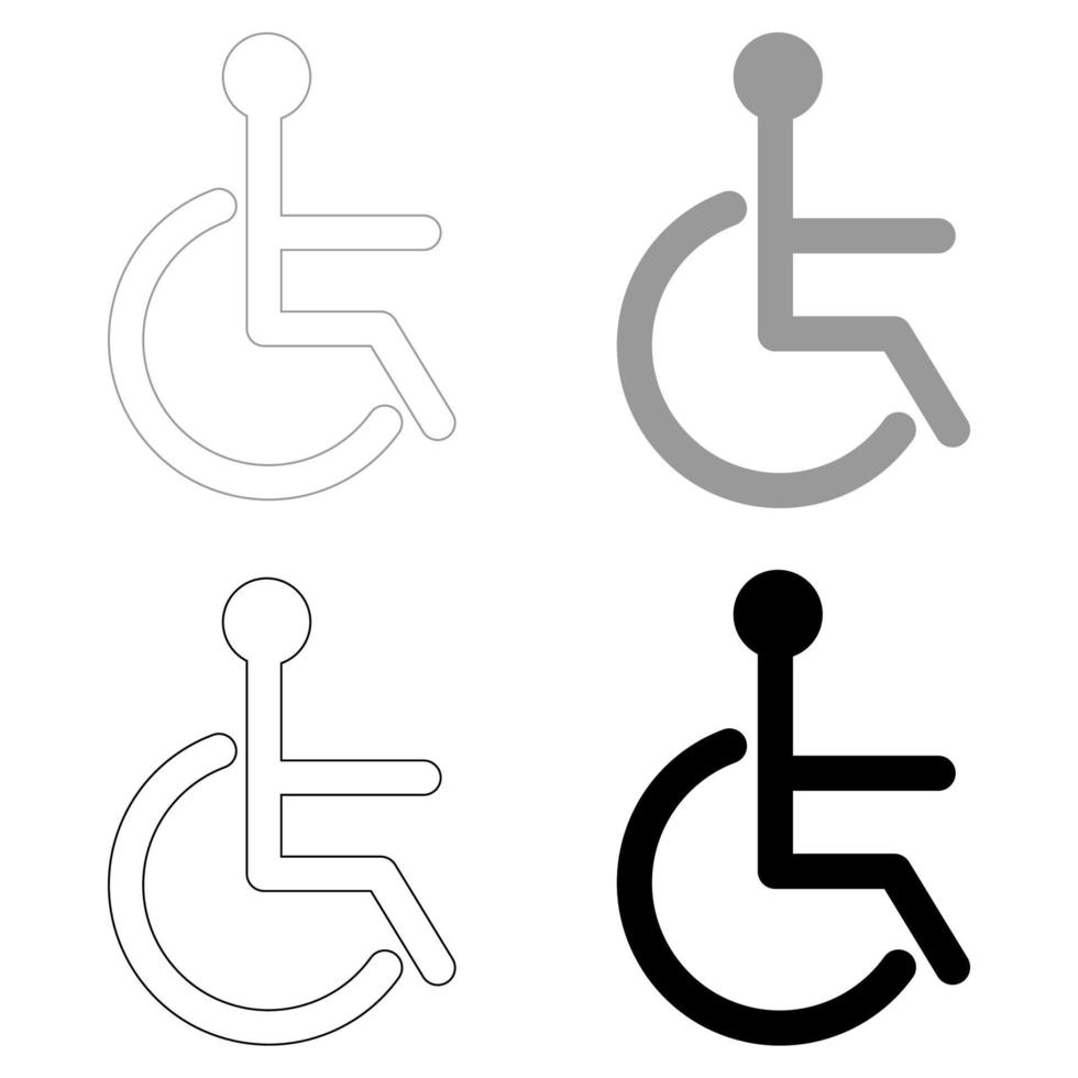 Sign of the disabled the set black grey color icon vector