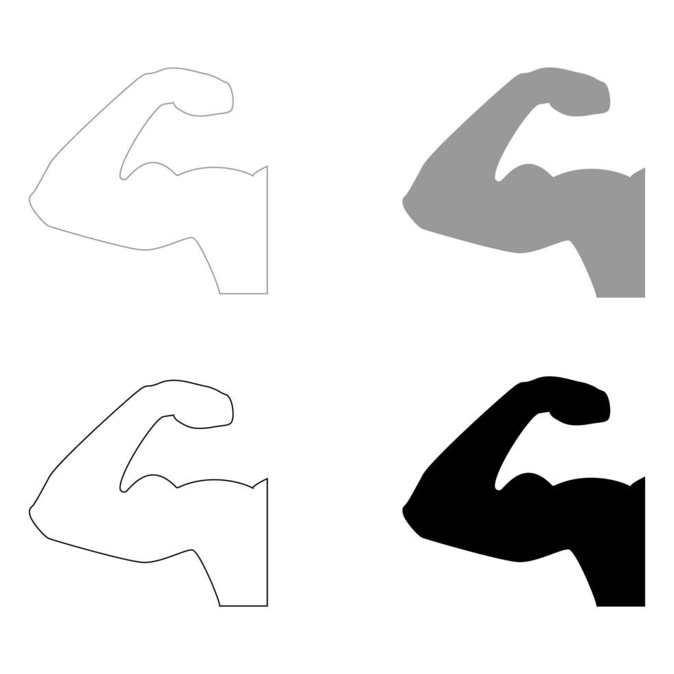 Strong arm icon the set black grey color icon vector