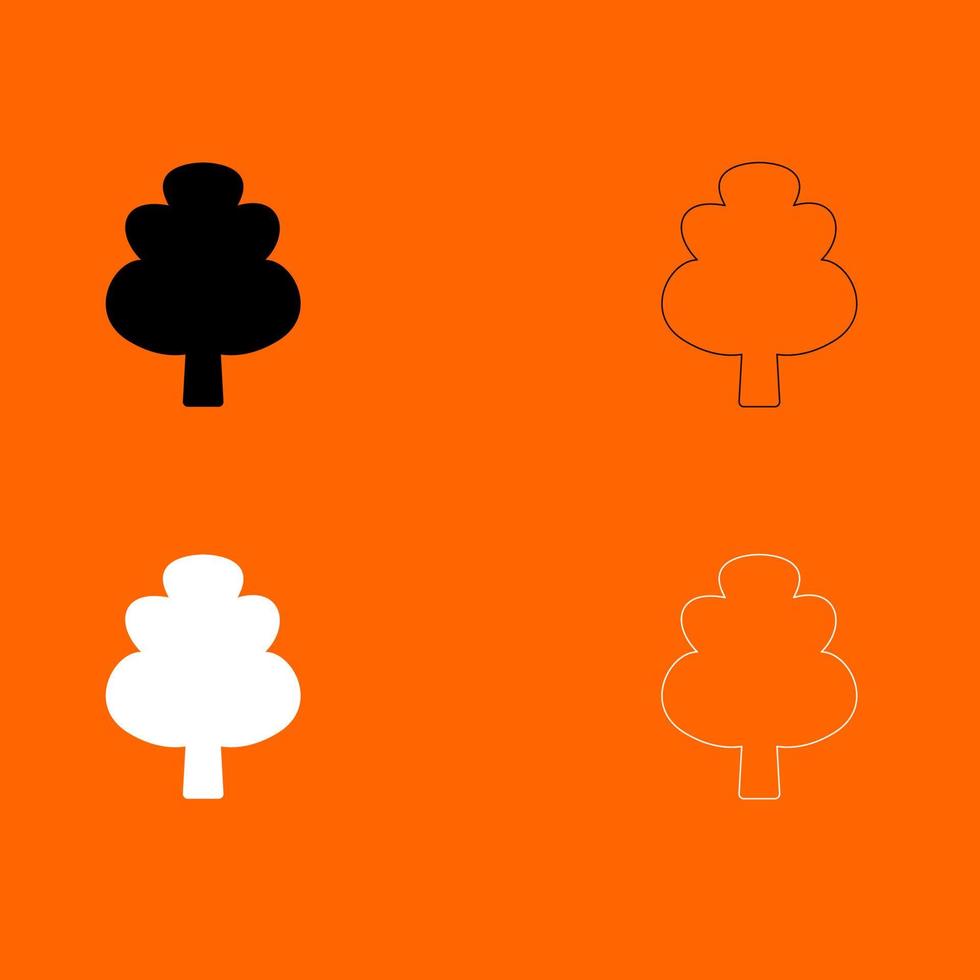 conjunto de iconos de árbol blanco negro color vector ilustración imagen estilo plano