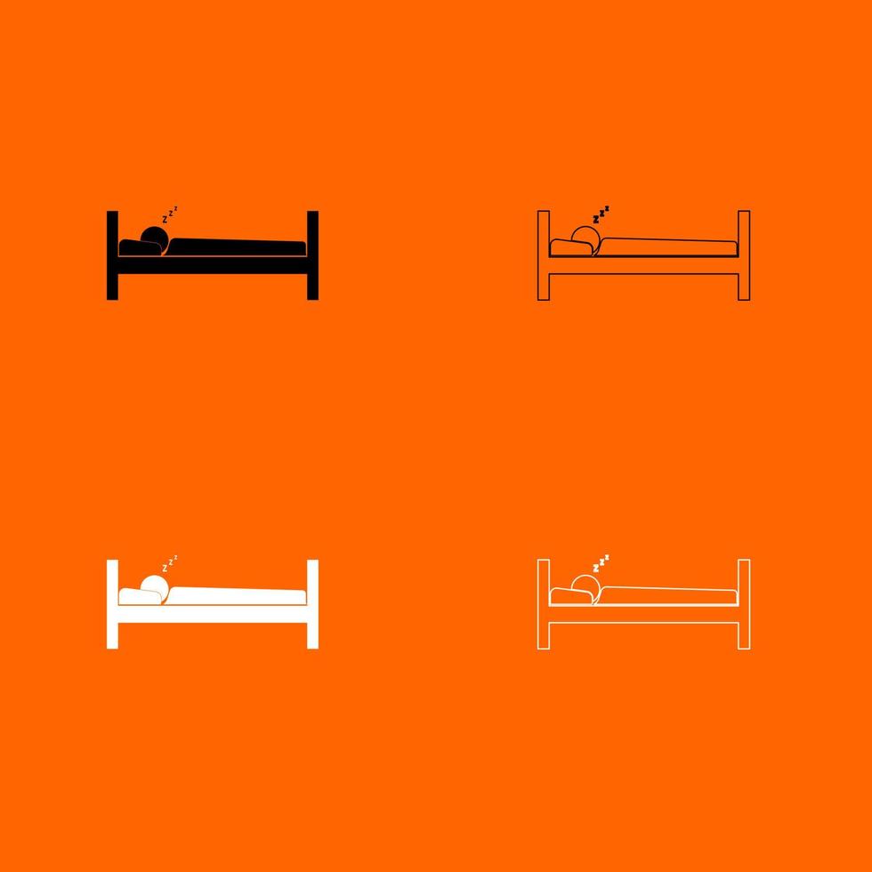 hombre durmiendo conjunto de iconos blanco negro color vector ilustración imagen estilo plano