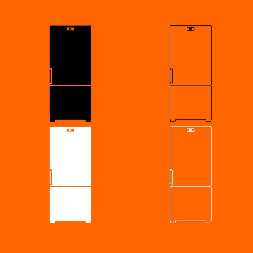 refrigerador conjunto de iconos blanco negro color vector ilustración imagen estilo plano