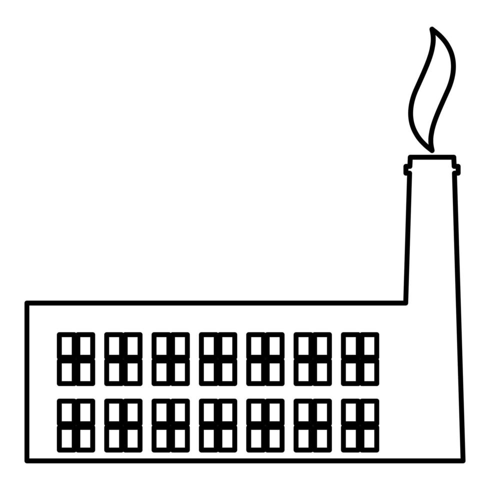 planta fábrica contorno contorno línea icono negro color vector ilustración imagen delgado estilo plano