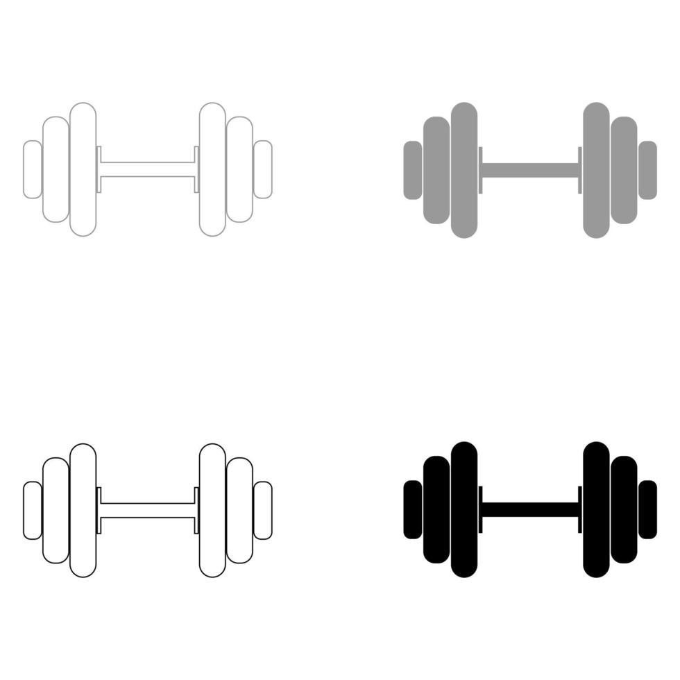 Dumbbell the set black grey color icon vector