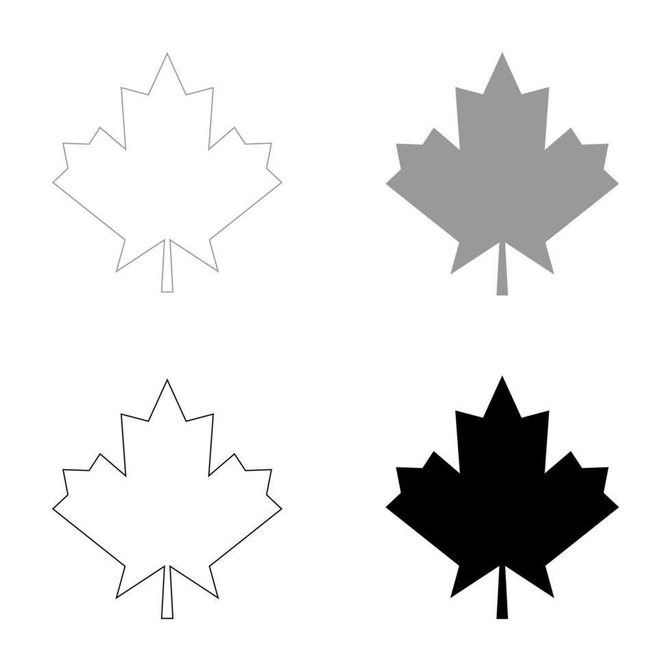 Maple leaf the set black grey color icon vector