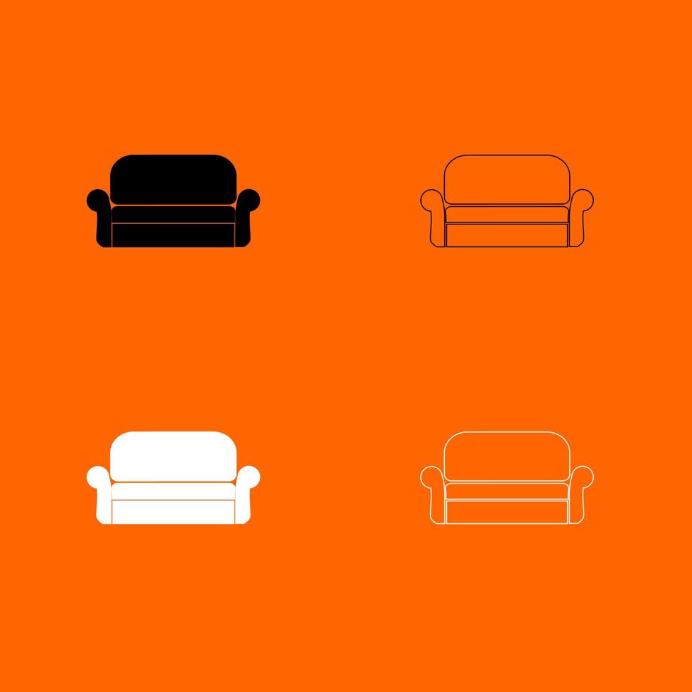 Sofa icon set white black color vector illustration image flat style