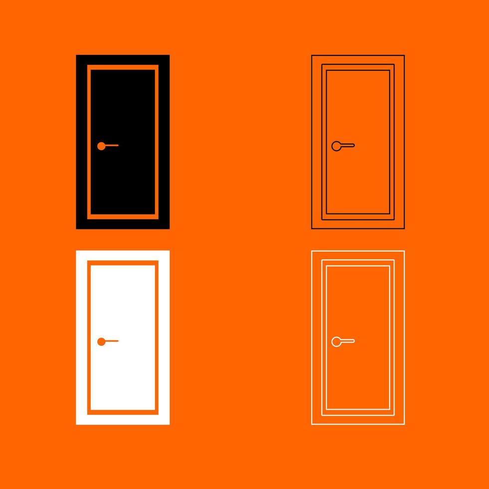 Door icon set white black color vector illustration image flat style