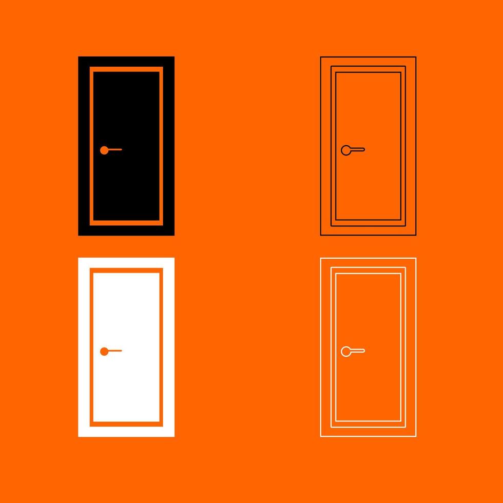 Door icon set white black color vector illustration image flat style