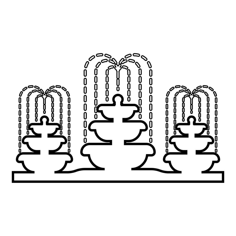 Fountain stream contour outline line icon black color vector illustration image thin flat style