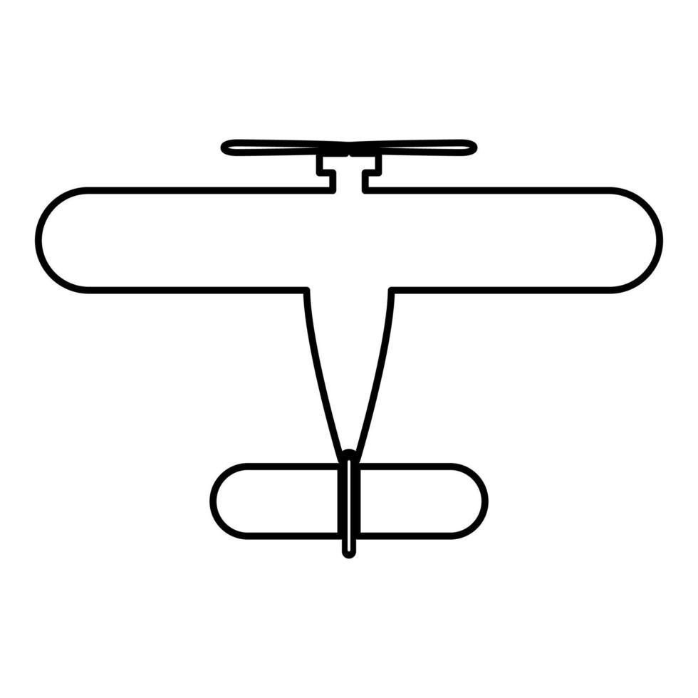 avión de hélice retro vintage avioneta monomotor contorno contorno línea icono negro color vector ilustración imagen delgado estilo plano