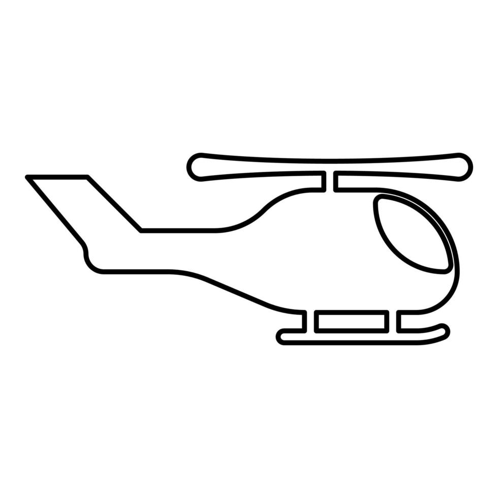 helicóptero helicóptero en aire contorno contorno línea icono negro color vector ilustración imagen delgada estilo plano