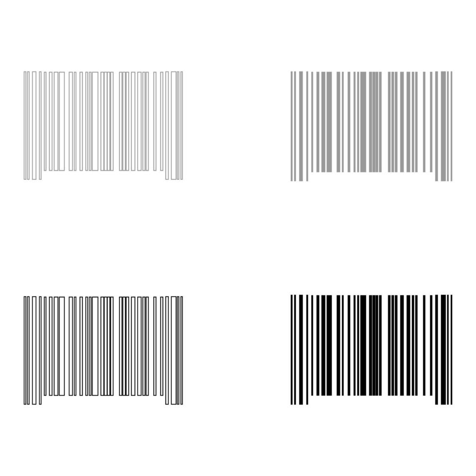 el código de barras el icono de color gris negro establecido vector