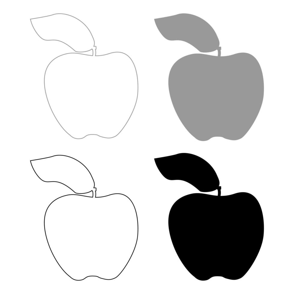 Apple the set black grey color icon vector