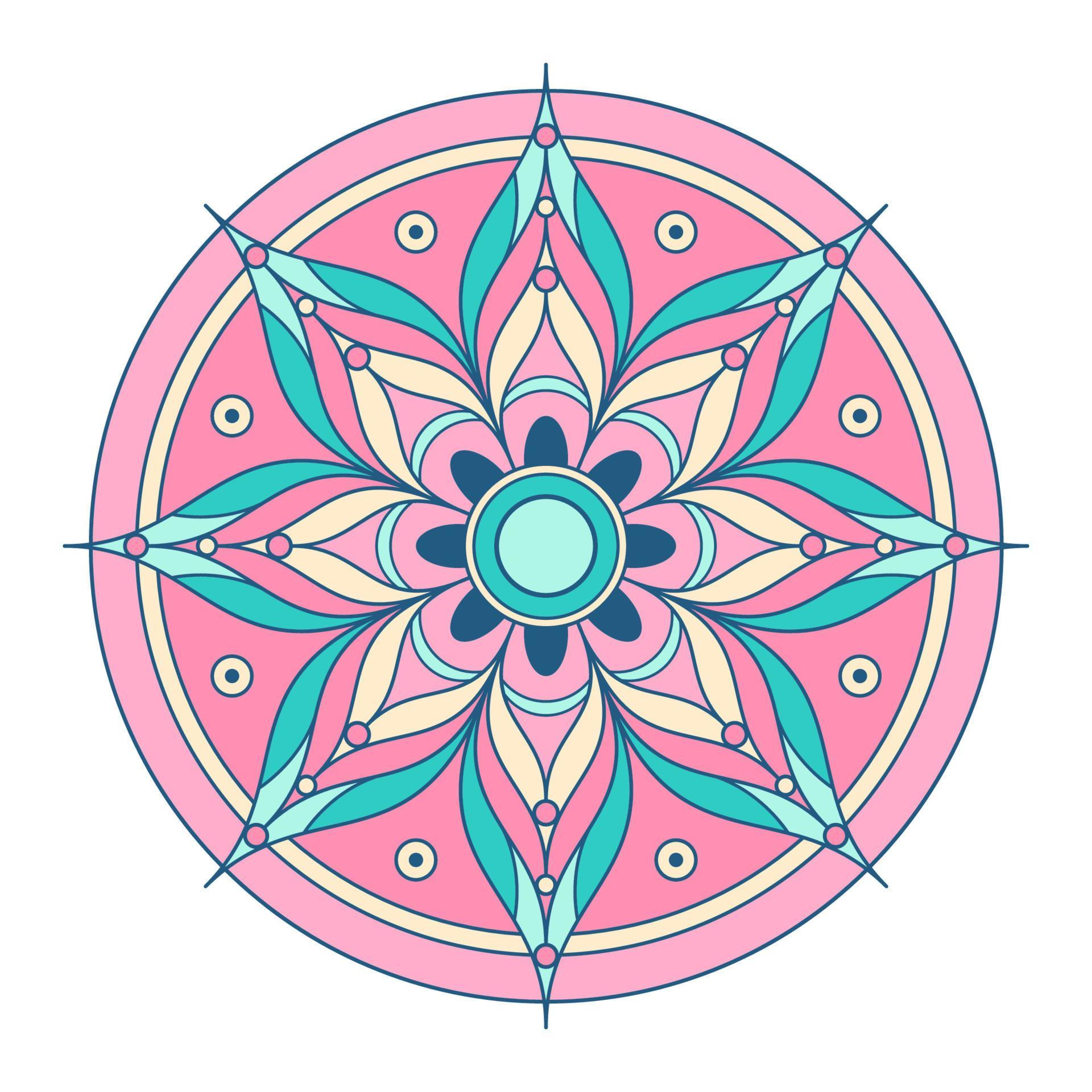 vector de ornamento de mandala. un dibujo étnico de flores de color de geometría simétrica