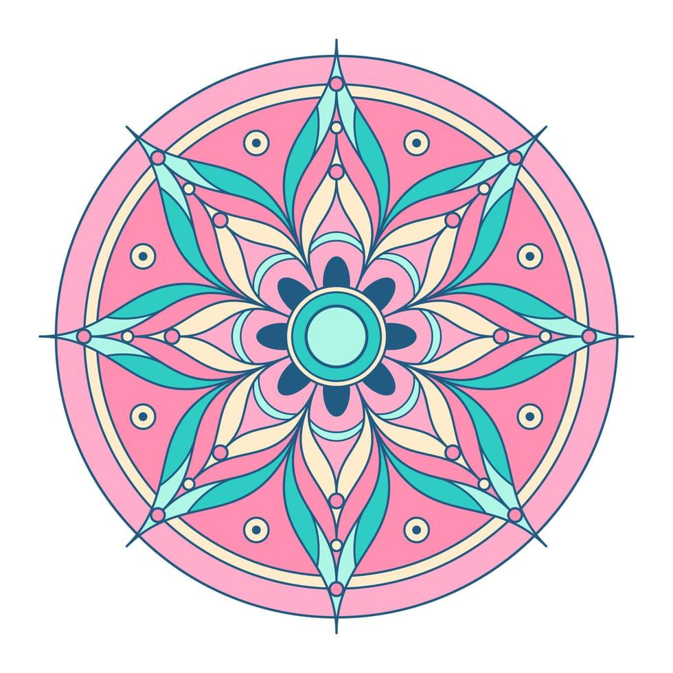 Mandala ornament vector. A symmetrical geometry color flower Ethnic draw vector