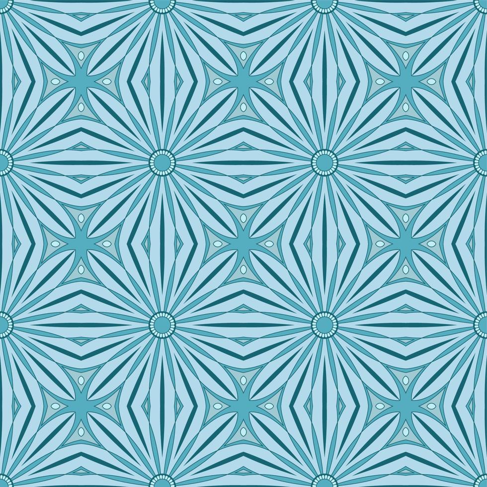 Ethnic seamless vector pattern. Blue flower mandalas. Can be used for design of fabric, covers, wallpapers, tiles.