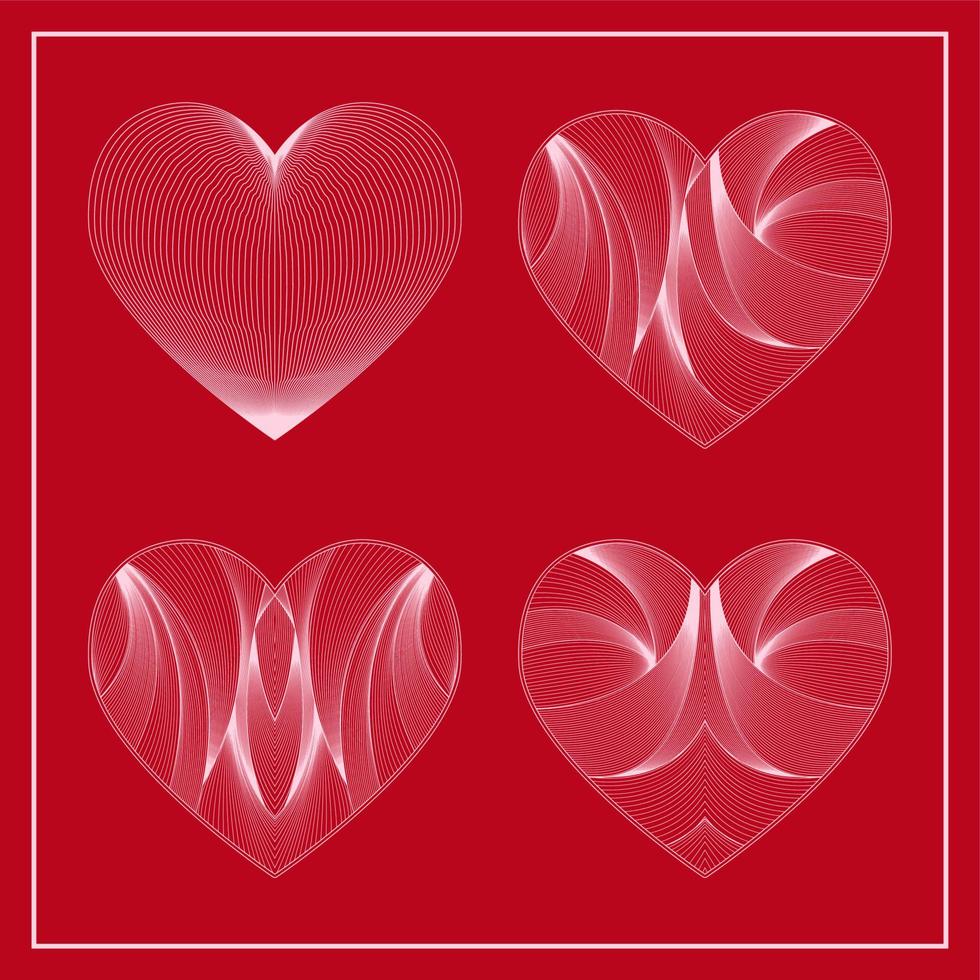 Vector set of decorative hearts. Elements of the holiday of Valentine's Day. Symbol of love.