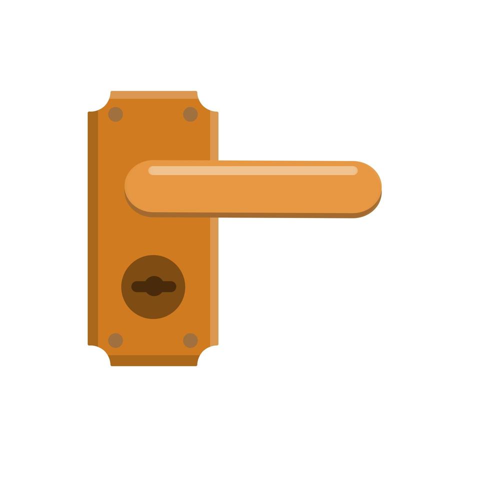 manija de la puerta puerta y elemento de entrada. cerradura marrón y cerradura. vector