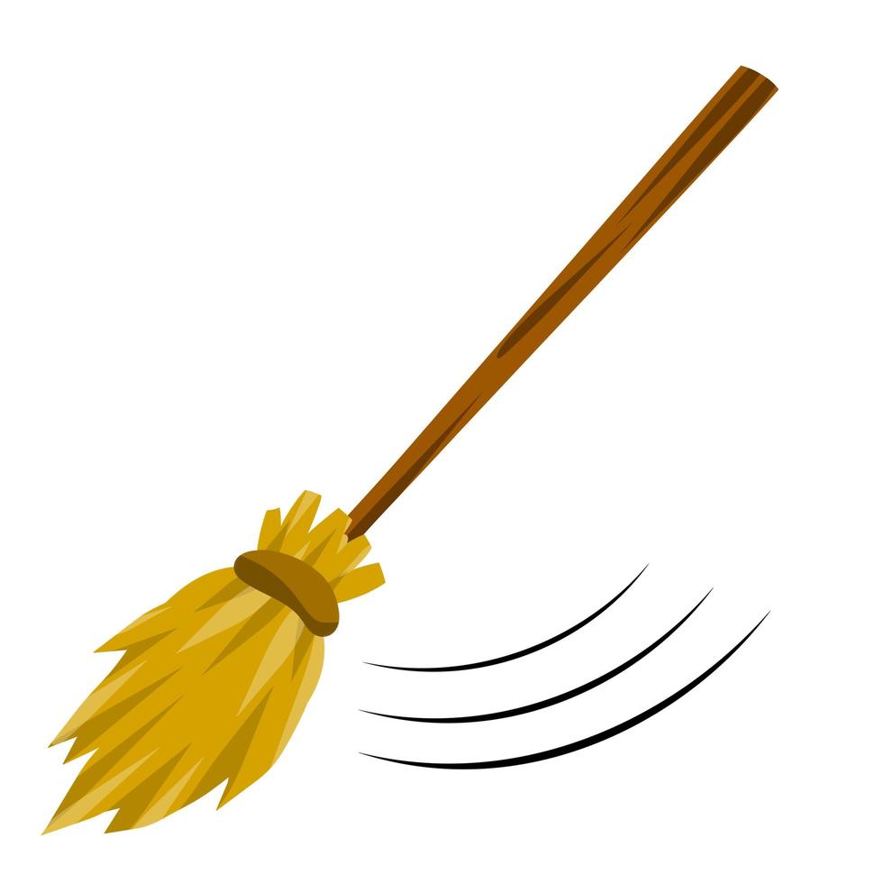 Broom. Rustic item for house cleaning. element of witch. vector